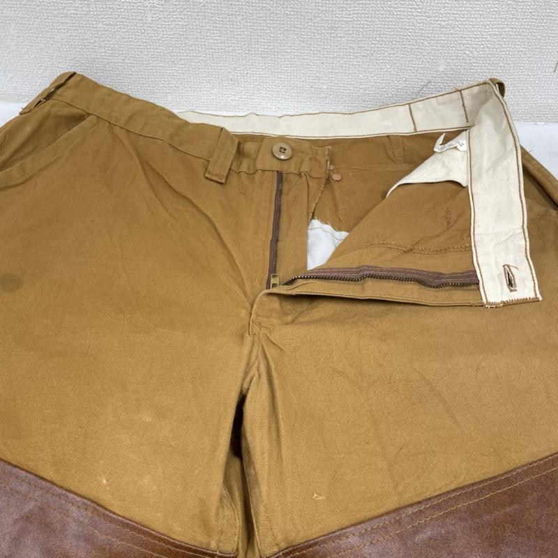 古着 USED パンツ ワークパンツ、ペインターパンツ SAFTBAK ハンティング パンツ 80s 90s ダック地 レザー ダブルニー ワークパンツ ロゴ、文字 ベージュ / ベージュ / beige X 茶 / ブラウン / brown メンズ USED 古着 中古 50135358