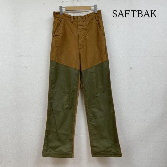 古着 USED パンツ ワークパンツ、ペインターパンツ USA製 SAFTBAK レザーダブルニー ワーク パンツ 80s ハンティング 異素材 30インチ ロゴ、文字 茶 / ブラウン / brown X カーキ / カーキ / khaki メンズ USED 古着 中古 50135360