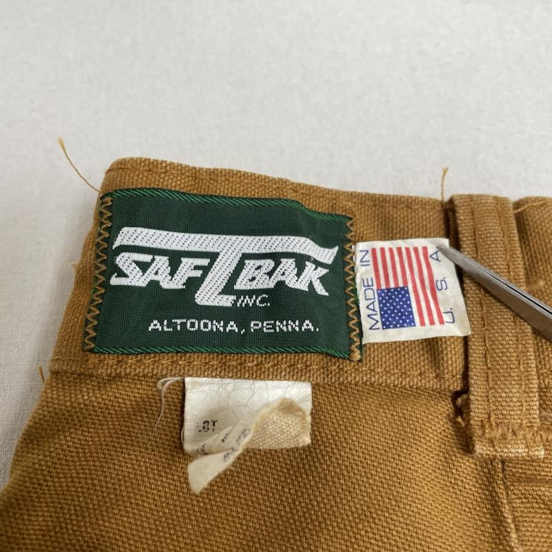 古着 USED パンツ ワークパンツ、ペインターパンツ USA製 SAFTBAK レザーダブルニー ワーク パンツ 80s ハンティング 異素材 30インチ ロゴ、文字 茶 / ブラウン / brown X カーキ / カーキ / khaki メンズ USED 古着 中古 50135360