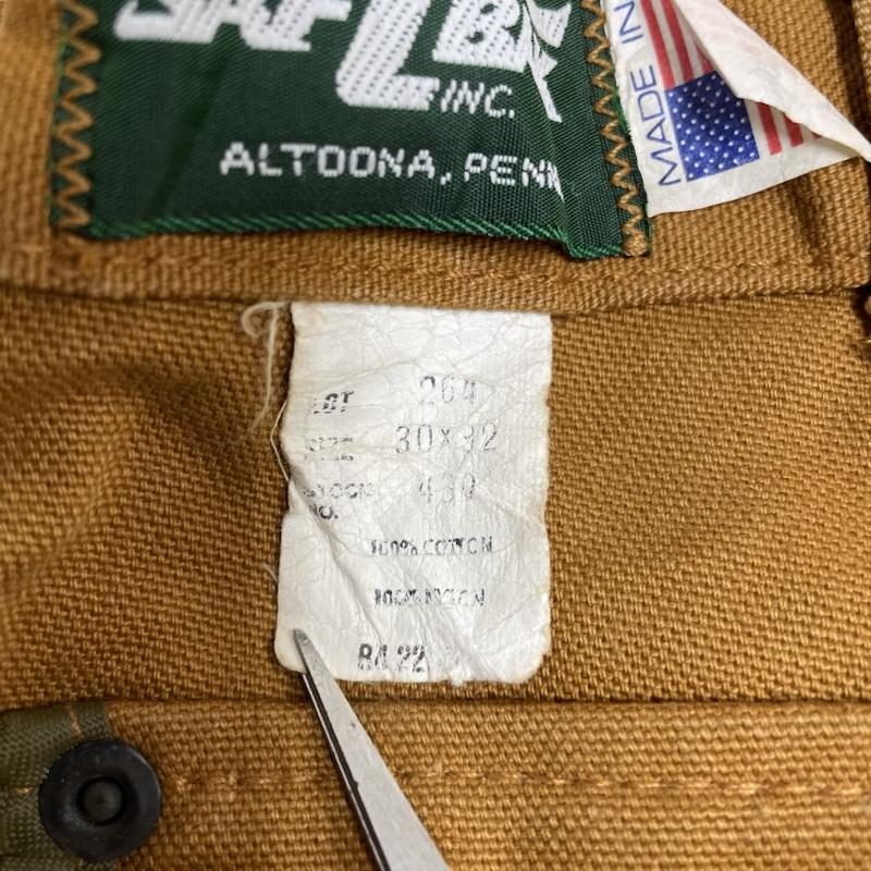 古着 USED パンツ ワークパンツ、ペインターパンツ USA製 SAFTBAK レザーダブルニー ワーク パンツ 80s ハンティング 異素材 30インチ ロゴ、文字 茶 / ブラウン / brown X カーキ / カーキ / khaki メンズ USED 古着 中古 50135360
