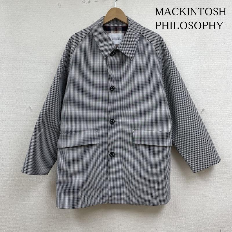 マッキントッシュ フィロソフィー MACKINTOSH PHILOSOPHY コート コート一般 ステンカラー コート 3層 ポリエステルブロード TIVERTON ギンガムチェック H1C57-165-05 38 チェック 白 / ホワイト / white X 黒 / ブラック / black メンズ USED 古着 中古 50135397