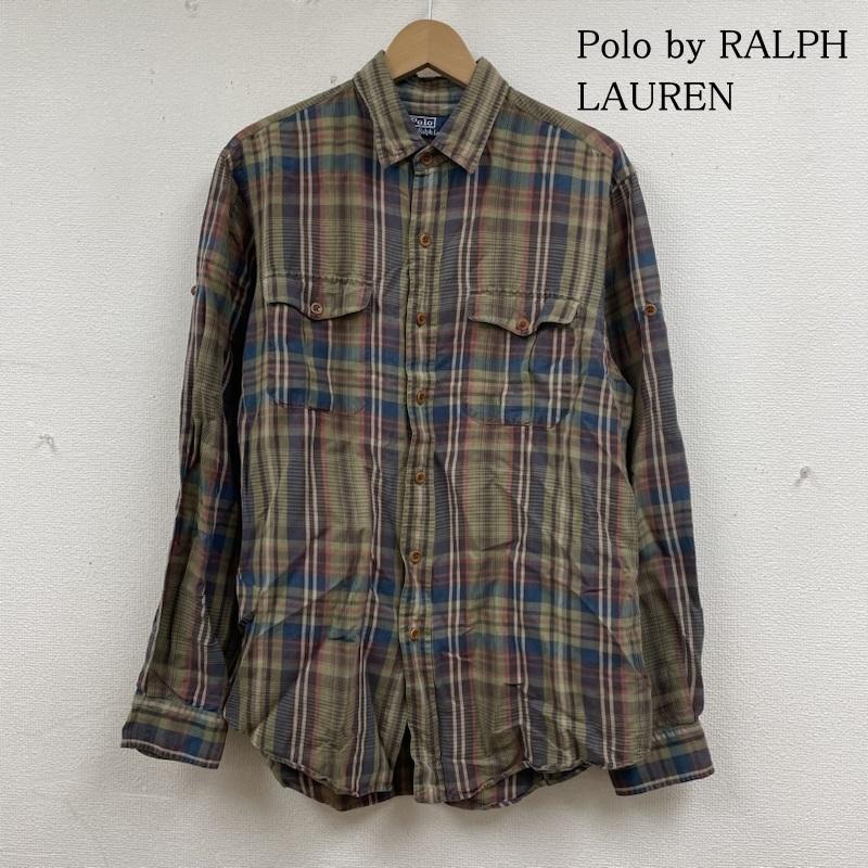ポロバイラルフローレン Polo by RALPH LAUREN シャツ、ブラウス 長袖 長袖 シャツ ブラウス チェック柄 リネン 麻 64％ シルク 36％ サファリシャツ L チェック マルチカラー / マルチカラー / multicolor メンズ USED 古着 中古 50135399
