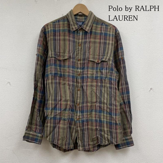 ポロバイラルフローレン Polo by RALPH LAUREN シャツ、ブラウス 長袖 長袖 シャツ ブラウス チェック柄 リネン 麻 64％ シルク 36％ サファリシャツ L チェック マルチカラー / マルチカラー / multicolor メンズ USED 古着 中古 50135399