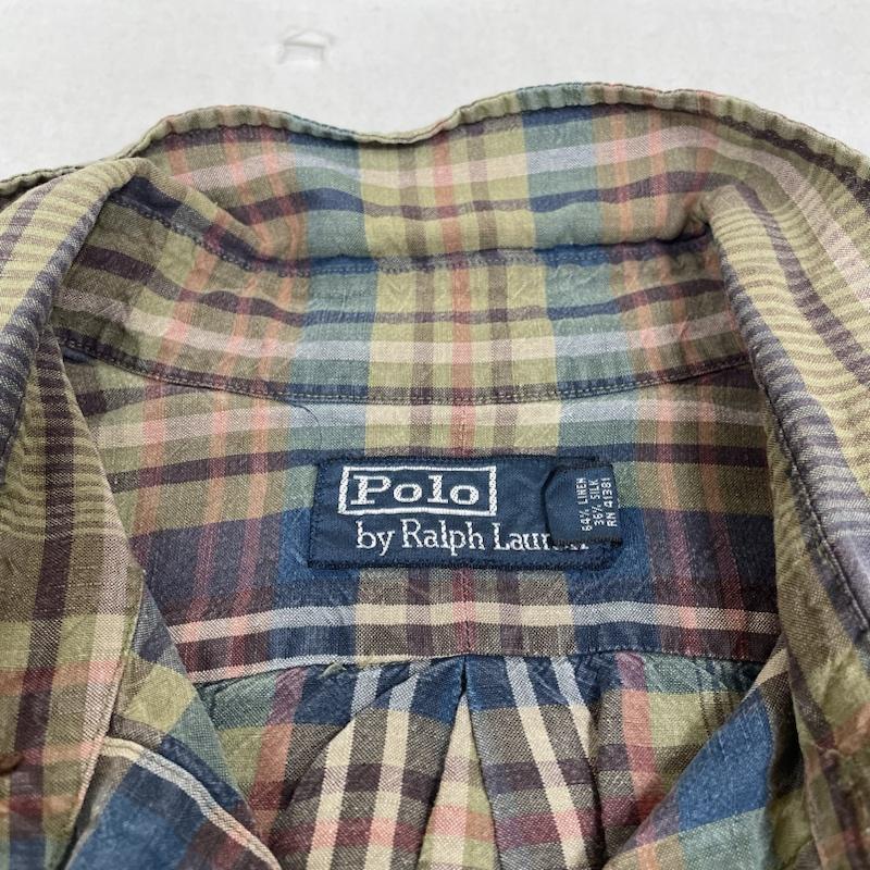 ポロバイラルフローレン Polo by RALPH LAUREN シャツ、ブラウス 長袖 長袖 シャツ ブラウス チェック柄 リネン 麻 64％ シルク 36％ サファリシャツ L チェック マルチカラー / マルチカラー / multicolor メンズ USED 古着 中古 50135399