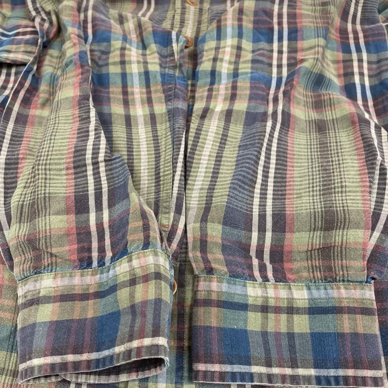 ポロバイラルフローレン Polo by RALPH LAUREN シャツ、ブラウス 長袖 長袖 シャツ ブラウス チェック柄 リネン 麻 64％ シルク 36％ サファリシャツ L チェック マルチカラー / マルチカラー / multicolor メンズ USED 古着 中古 50135399