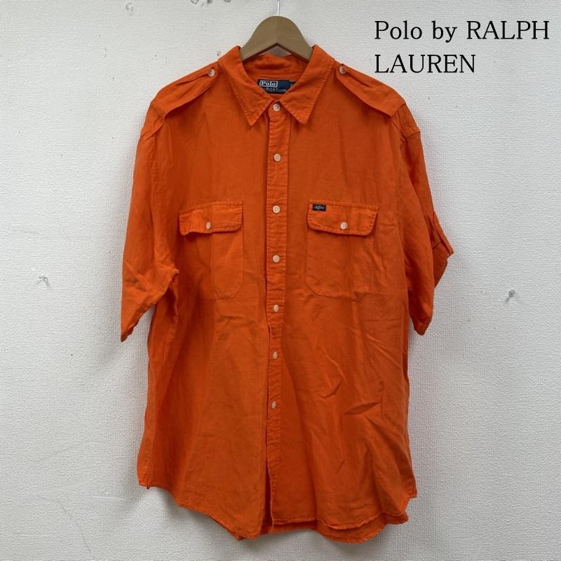 ポロバイラルフローレン Polo by RALPH LAUREN シャツ、ブラウス 半袖 90s 半袖 シャツ ブラウス デザインシャツ 胸ポケット ロゴ 刺繍 リネン 麻 シルク XXL 無地 橙 / オレンジ / orange メンズ USED 古着 中古 50135401