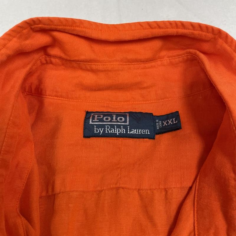 ポロバイラルフローレン Polo by RALPH LAUREN シャツ、ブラウス 半袖 90s 半袖 シャツ ブラウス デザインシャツ 胸ポケット ロゴ 刺繍 リネン 麻 シルク XXL 無地 橙 / オレンジ / orange メンズ USED 古着 中古 50135401