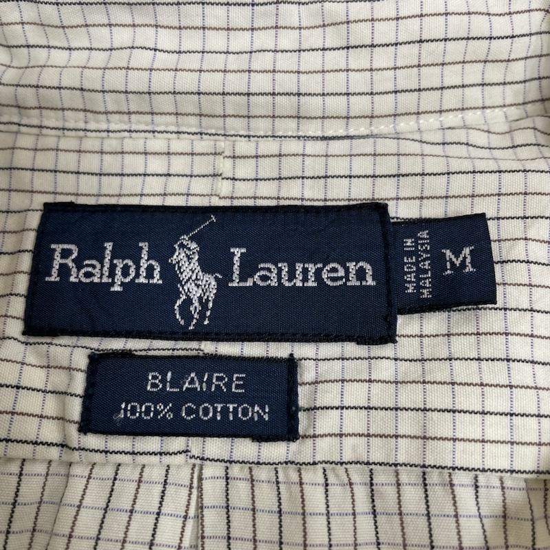 ラルフローレン RALPHLAUREN シャツ、ブラウス 半袖 90s BLAIRE チェック柄 ボタンダウン 半袖 オックスフォード コットンシャツ ロゴ 刺繍 M チェック X ロゴ、文字 X 刺繍 オフホワイト / オフホワイト / メンズ USED 古着 中古 50135402