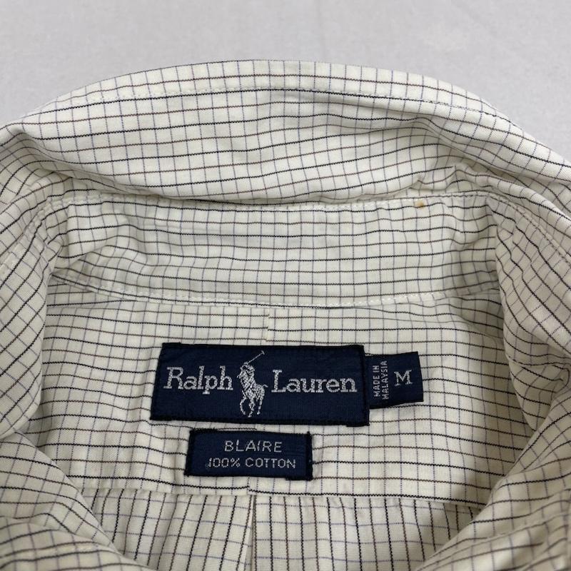 ラルフローレン RALPHLAUREN シャツ、ブラウス 半袖 90s BLAIRE チェック柄 ボタンダウン 半袖 オックスフォード コットンシャツ ロゴ 刺繍 M チェック X ロゴ、文字 X 刺繍 オフホワイト / オフホワイト / メンズ USED 古着 中古 50135402