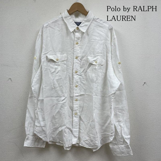 ポロバイラルフローレン Polo by RALPH LAUREN シャツ、ブラウス 長袖 90s 長袖 シャツ 麻 100% リネン ホワイト 無地 ロングスリーブ 大きめ XXL 無地 白 / ホワイト / white メンズ USED 古着 中古 50135403