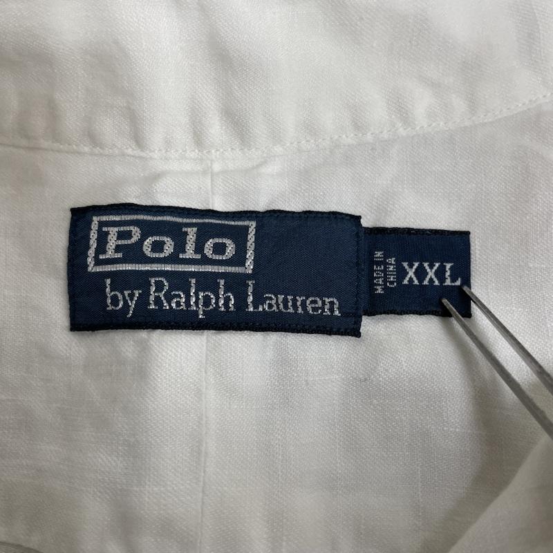 ポロバイラルフローレン Polo by RALPH LAUREN シャツ、ブラウス 長袖 90s 長袖 シャツ 麻 100% リネン ホワイト 無地 ロングスリーブ 大きめ XXL 無地 白 / ホワイト / white メンズ USED 古着 中古 50135403