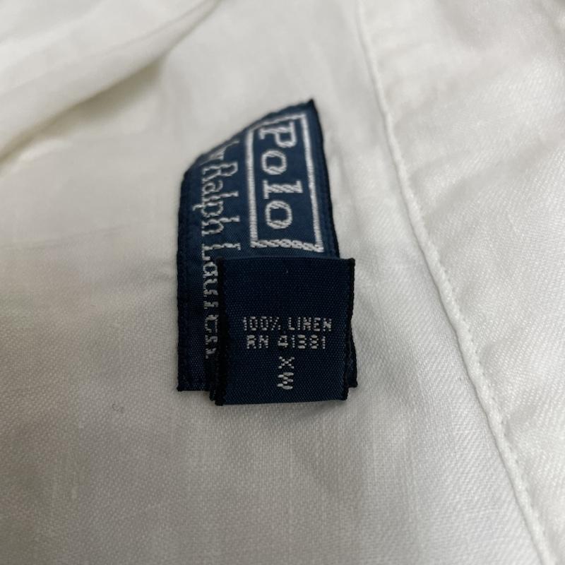ポロバイラルフローレン Polo by RALPH LAUREN シャツ、ブラウス 長袖 90s 長袖 シャツ 麻 100% リネン ホワイト 無地 ロングスリーブ 大きめ XXL 無地 白 / ホワイト / white メンズ USED 古着 中古 50135403