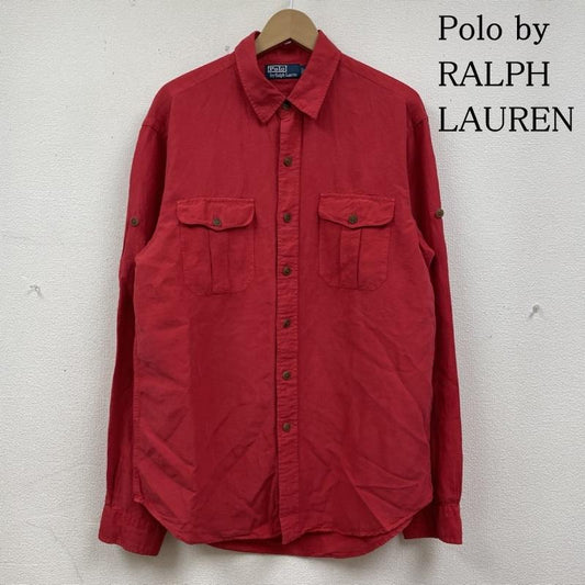 ポロバイラルフローレン Polo by RALPH LAUREN シャツ、ブラウス 長袖 90s 長袖 サファリ シャツ リネン 66% 麻 シルク 34% 無地 L 無地 赤 / レッド / red メンズ USED 古着 中古 50135420