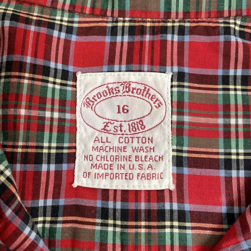 ブルックス ブラザーズ BROOKS BROTHERS シャツ、ブラウス 長袖 80s 長袖 シャツ Est.1818 ブラウス Shirt ロングスリーブ チェック USA製 サイズ16 6ボタン - チェック マルチカラー / マルチカラー / multicolor メンズ USED 古着 中古 50135439