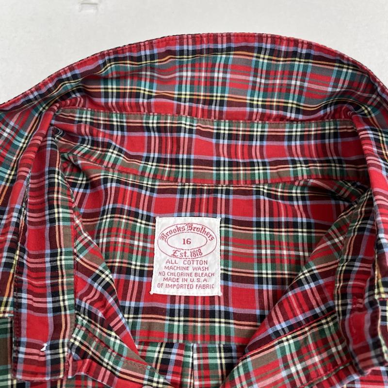 ブルックス ブラザーズ BROOKS BROTHERS シャツ、ブラウス 長袖 80s 長袖 シャツ Est.1818 ブラウス Shirt ロングスリーブ チェック USA製 サイズ16 6ボタン - チェック マルチカラー / マルチカラー / multicolor メンズ USED 古着 中古 50135439