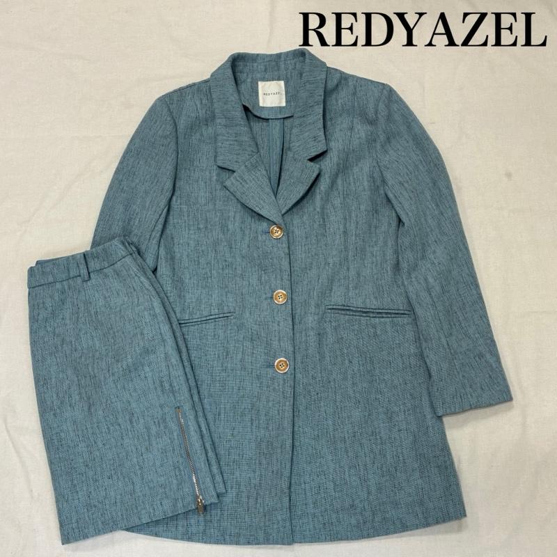 レディアゼル REDYAZEL セットアップ セットアップ 3B テーラード ジャケット サイドジップ ミニスカート リネン混 セットアップ FREE 水色 / ライトブルー / レディース USED 古着 中古 50135510