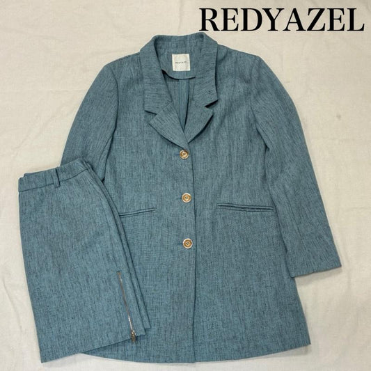 レディアゼル REDYAZEL セットアップ セットアップ 3B テーラード ジャケット サイドジップ ミニスカート リネン混 セットアップ FREE 水色 / ライトブルー / レディース USED 古着 中古 50135510