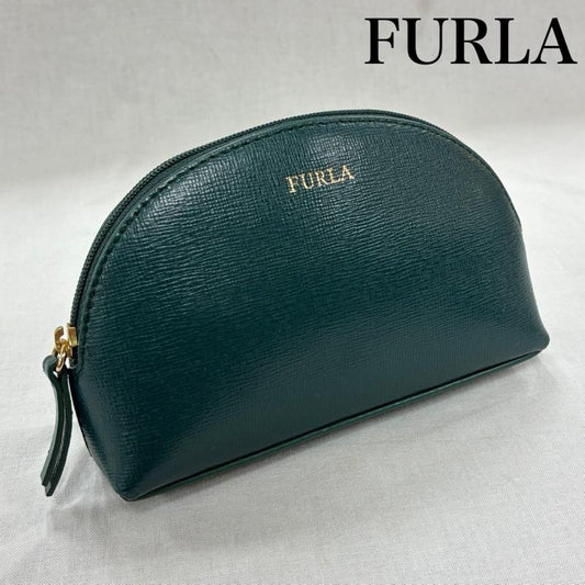 フルラ FURLA ポーチ ポーチ 化粧 コスメ ポーチ ファスナー式 ゴールド金具 - ワンポイント X ロゴ、文字 緑 / グリーン / green X 金 / ゴールド / gold color レディース USED 古着 中古 50135511