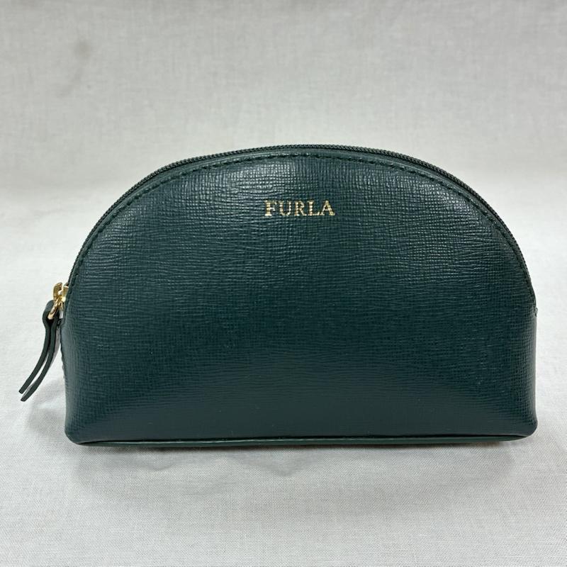 フルラ FURLA ポーチ ポーチ 化粧 コスメ ポーチ ファスナー式 ゴールド金具 - ワンポイント X ロゴ、文字 緑 / グリーン / green X 金 / ゴールド / gold color レディース USED 古着 中古 50135511