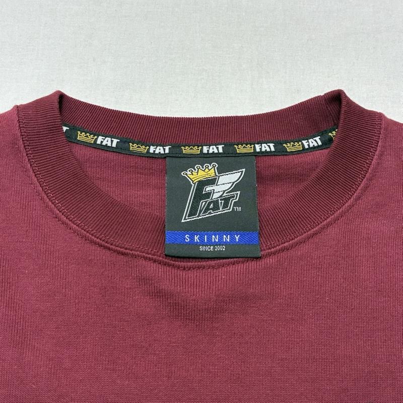 エフエイティー FAT Tシャツ 長袖 ESOW sb トリプルコラボ ヘビーオンス UNCLE SPEED L/S TEE 袖プリント ロンT L ロゴ、文字 X プリント えんじ / ワインレッド / dark red メンズ USED 古着 中古 50135593