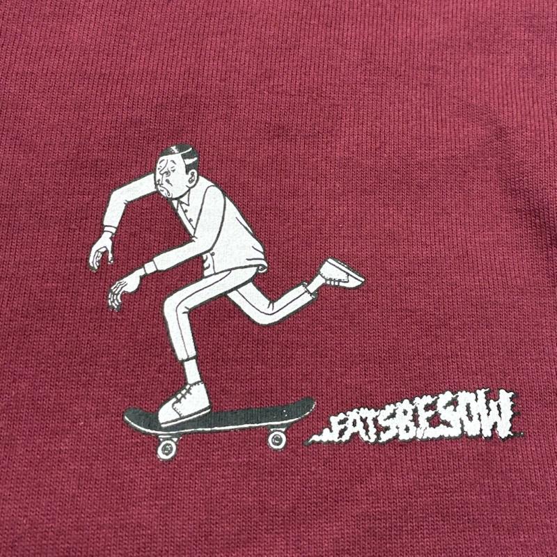 エフエイティー FAT Tシャツ 長袖 ESOW sb トリプルコラボ ヘビーオンス UNCLE SPEED L/S TEE 袖プリント ロンT L ロゴ、文字 X プリント えんじ / ワインレッド / dark red メンズ USED 古着 中古 50135593
