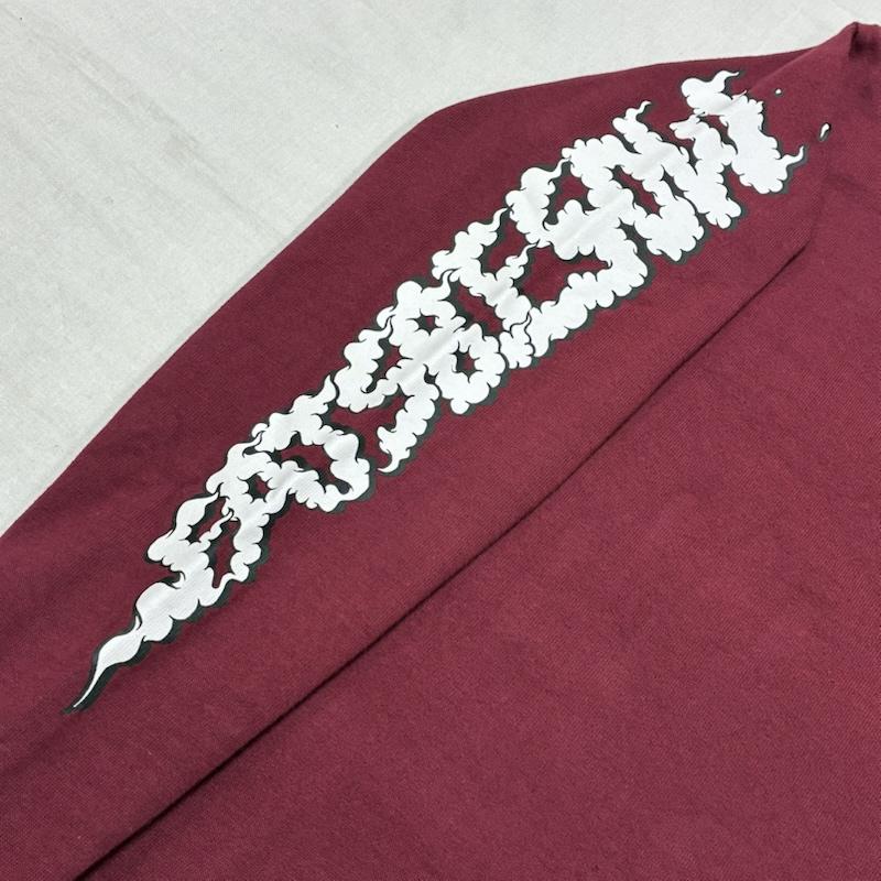 エフエイティー FAT Tシャツ 長袖 ESOW sb トリプルコラボ ヘビーオンス UNCLE SPEED L/S TEE 袖プリント ロンT L ロゴ、文字 X プリント えんじ / ワインレッド / dark red メンズ USED 古着 中古 50135593