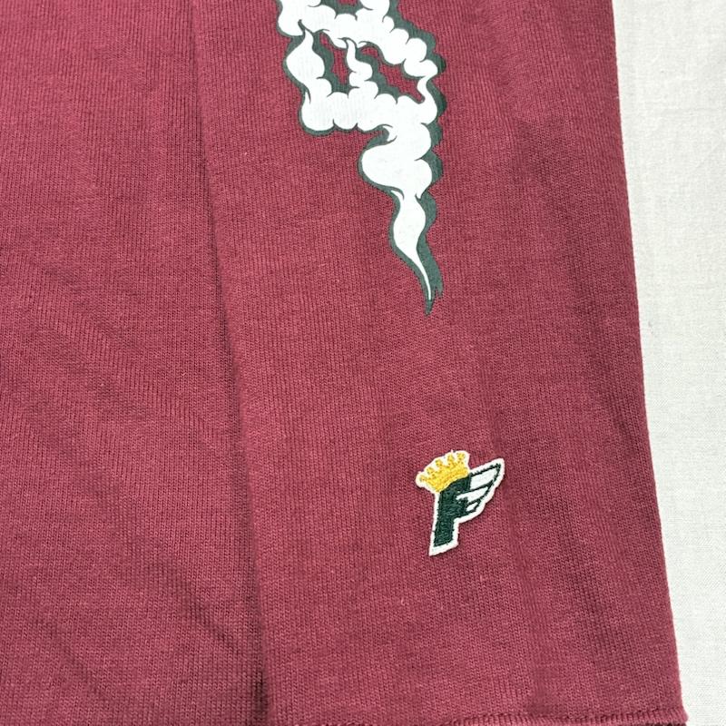 エフエイティー FAT Tシャツ 長袖 ESOW sb トリプルコラボ ヘビーオンス UNCLE SPEED L/S TEE 袖プリント ロンT L ロゴ、文字 X プリント えんじ / ワインレッド / dark red メンズ USED 古着 中古 50135593