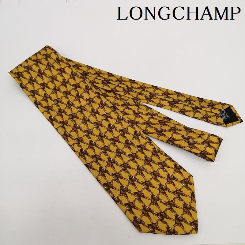 ロンシャン LONGCHAMP ネクタイ ネクタイ シルク100％ 馬柄 ホースシュー ネクタイ - 黄 / イエロー / yellow メンズ USED 古着 中古 50135616