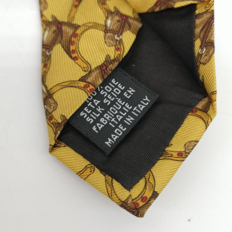 ロンシャン LONGCHAMP ネクタイ ネクタイ シルク100％ 馬柄 ホースシュー ネクタイ - 黄 / イエロー / yellow メンズ USED 古着 中古 50135616