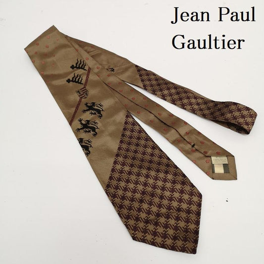 ジャンポールゴルチエ Jean Paul Gaultier ネクタイ ネクタイ 90s オールド ヴィンテージ ジャガード シルク ネクタイ エンブレム - 茶 / ブラウン / brown メンズ USED 古着 中古 50135633