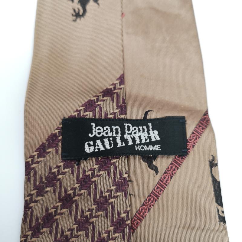 ジャンポールゴルチエ Jean Paul Gaultier ネクタイ ネクタイ 90s オールド ヴィンテージ ジャガード シルク ネクタイ エンブレム - 茶 / ブラウン / brown メンズ USED 古着 中古 50135633