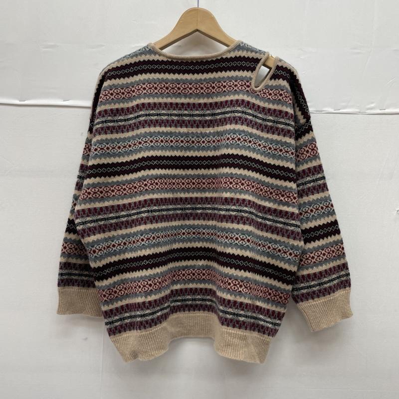 ロク ビューティアンドユース 6BEAUTY&YOUTH ニット、セーター 長袖 FAIRISLE SHOULDER HOLE KNIT カシミヤ混 ドロップ オープンショルダー セーター ニット 8613-199-0063 ボーダー柄 X  マルチカラー / マルチカラー / multicolor レディース USED 古着 中古 50135705