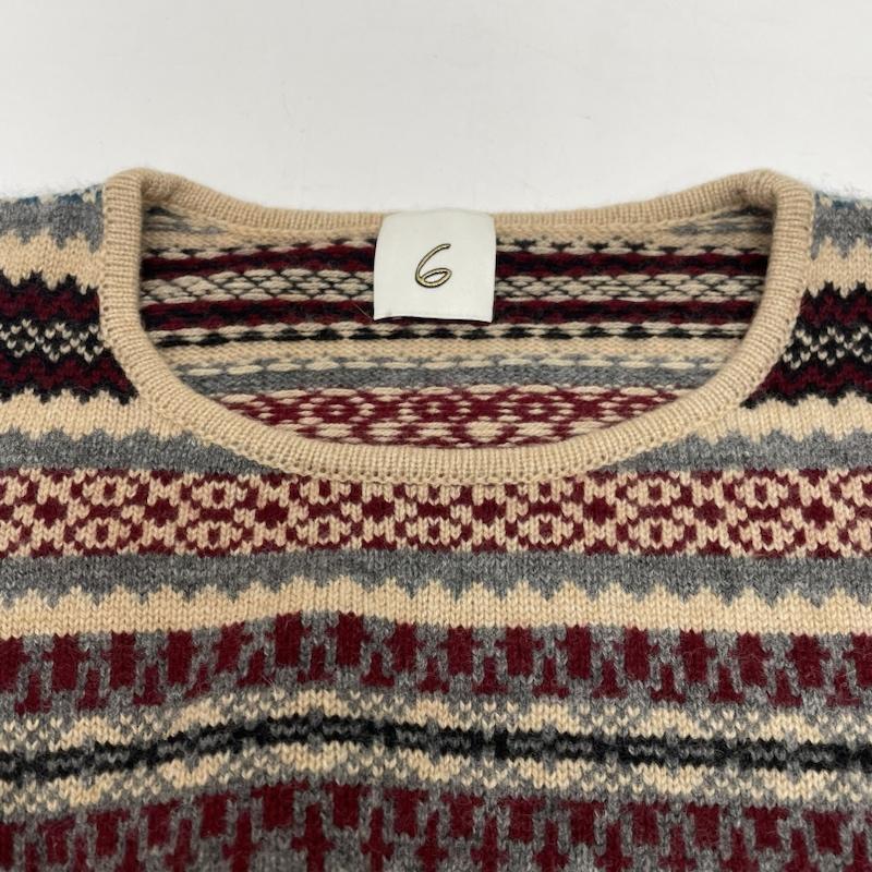 ロク ビューティアンドユース 6BEAUTY&YOUTH ニット、セーター 長袖 FAIRISLE SHOULDER HOLE KNIT カシミヤ混 ドロップ オープンショルダー セーター ニット 8613-199-0063 ボーダー柄 X  マルチカラー / マルチカラー / multicolor レディース USED 古着 中古 50135705