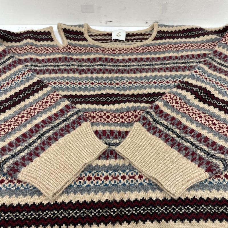 ロク ビューティアンドユース 6BEAUTY&YOUTH ニット、セーター 長袖 FAIRISLE SHOULDER HOLE KNIT カシミヤ混 ドロップ オープンショルダー セーター ニット 8613-199-0063 ボーダー柄 X  マルチカラー / マルチカラー / multicolor レディース USED 古着 中古 50135705