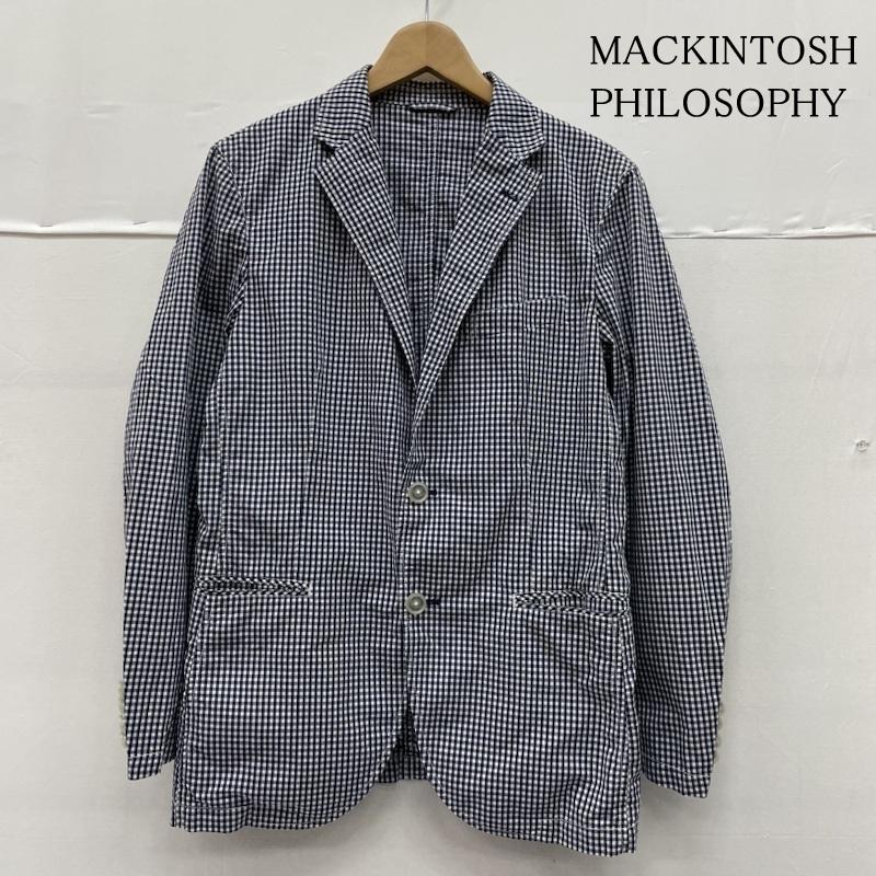 マッキントッシュ フィロソフィー MACKINTOSH PHILOSOPHY ジャケット、上着 ジャケット、ブレザー テーラード ジャケット カジュアル ギンガムチェック 2B ボタンロゴ プリント h1e29-148-29 38 チェック 白 / ホワイト / white X 紺 / ネイビー / navy メンズ USED 古着 中古 50135711