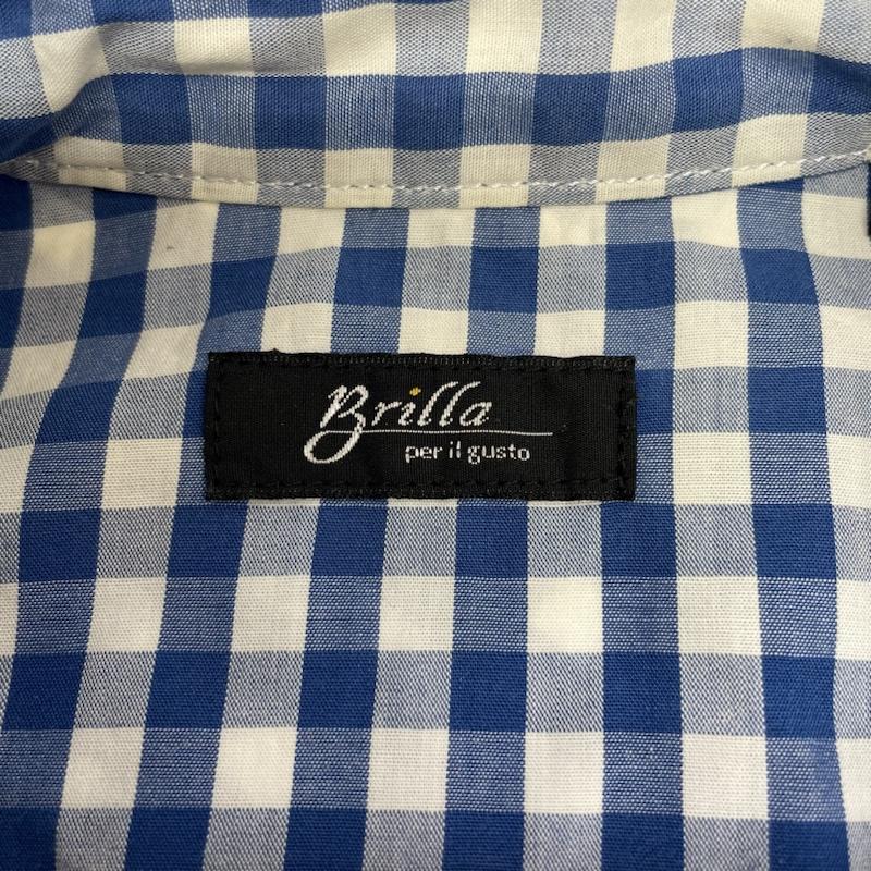 ブリッラ ペル イルグースト BRILLA per il gusto シャツ、ブラウス 長袖 ギンガムチェック ウエスタン シャツ 長袖 スナップボタン 胸ポケット レギュラーカラー S チェック 青 / ブルー / blue X 白 / ホワイト / white メンズ USED 古着 中古 50135714