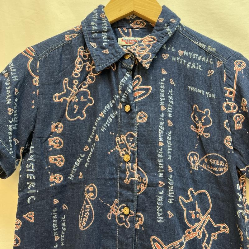 ヒステリックグラマー HYSTERIC GLAMOUR シャツ、ブラウス 半袖 初期 落書きウサギ 総柄 シャツ 90s FREE レディース USED 古着 中古 50135791
