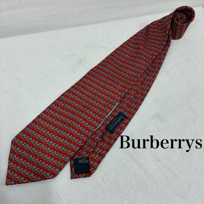 バーバリーズ BURBERRYS ネクタイ ネクタイ イタリア製 シルク ネクタイ 総柄 ラクダ - 総柄 赤 / レッド / red X 青 / ブルー / blue メンズ USED 古着 中古 50135802