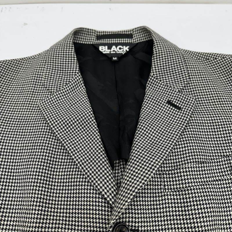 ブラックコムデギャルソン BLACK COMME des GARCONS コート コート一般 10AW 千鳥格子 3B ロング ウール テーラード ジャケット 1F-J017 M 白 / ホワイト / white X 黒 / ブラック / black メンズ USED 古着 中古 50135858