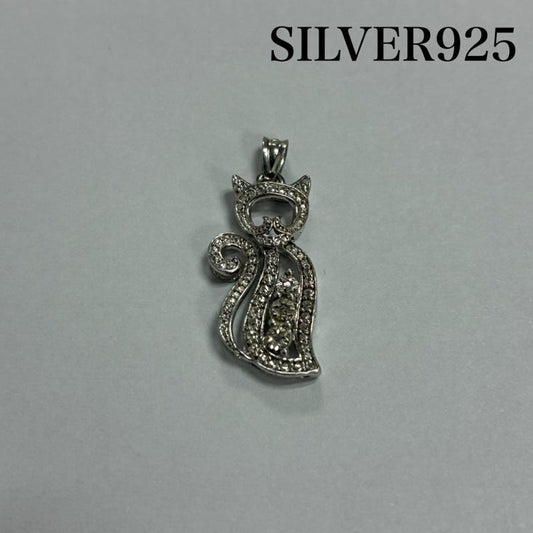 シルバー （９２５） シルバー （９２５） アクセサリー ネックレス、ペンダント Silver925 ペンダント トップ 猫 ラインストーン 刻印有り - 銀 / シルバー / silver color レディース USED 古着 中古 50135880