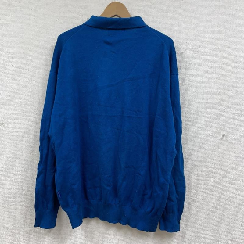 ケボズ KEBOZ ニット、セーター 長袖 EFG SWEAT POLO ハーフジップ スウェット 長袖 ニット ロゴ 刺繍 ワンポイント M ロゴ、文字 X 刺繍 青 / ブルー / blue メンズ USED 古着 中古 50135892