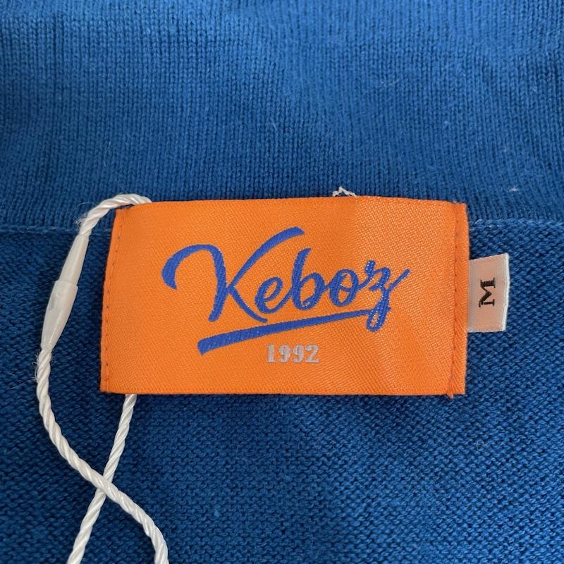 ケボズ KEBOZ ニット、セーター 長袖 EFG SWEAT POLO ハーフジップ スウェット 長袖 ニット ロゴ 刺繍 ワンポイント M ロゴ、文字 X 刺繍 青 / ブルー / blue メンズ USED 古着 中古 50135892