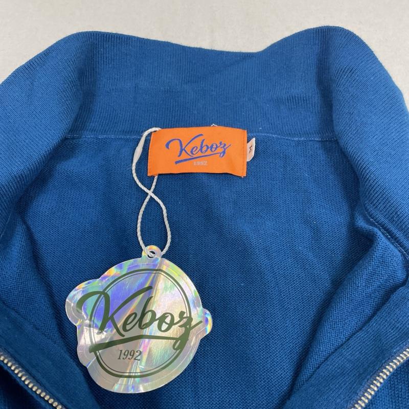 ケボズ KEBOZ ニット、セーター 長袖 EFG SWEAT POLO ハーフジップ スウェット 長袖 ニット ロゴ 刺繍 ワンポイント M ロゴ、文字 X 刺繍 青 / ブルー / blue メンズ USED 古着 中古 50135892