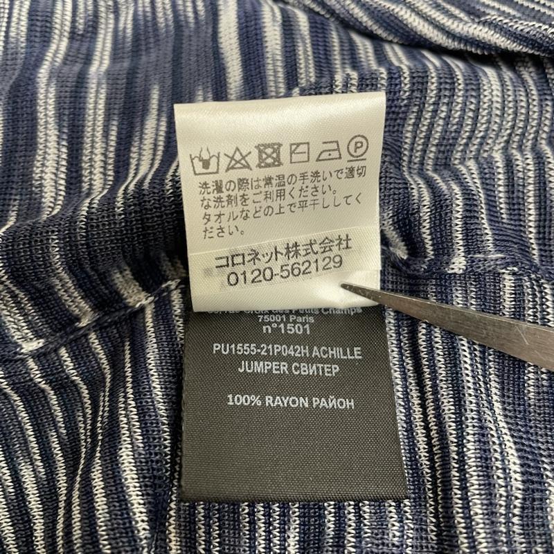 イザベル マラン ISABEL MARANT ニット、セーター 半袖 半袖 Tシャツ スペースダイ クルーネック 薄手 ニット カットソー 伸縮 タグ付き M  白 / ホワイト / white X 紺 / ネイビー / navy メンズ USED 古着 中古 50135912