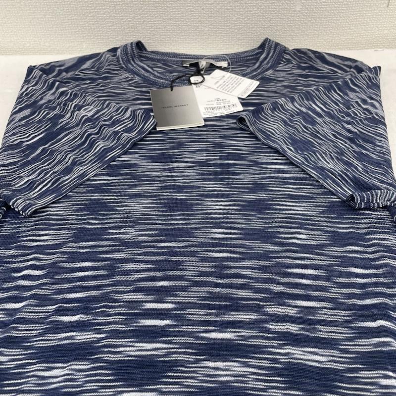 イザベル マラン ISABEL MARANT ニット、セーター 半袖 半袖 Tシャツ スペースダイ クルーネック 薄手 ニット カットソー 伸縮 タグ付き M  白 / ホワイト / white X 紺 / ネイビー / navy メンズ USED 古着 中古 50135912