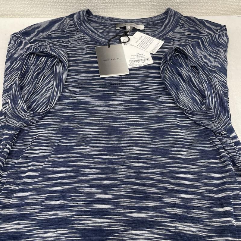 イザベル マラン ISABEL MARANT ニット、セーター 半袖 半袖 Tシャツ スペースダイ クルーネック 薄手 ニット カットソー 伸縮 タグ付き M  白 / ホワイト / white X 紺 / ネイビー / navy メンズ USED 古着 中古 50135912