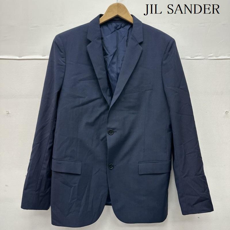 ジルサンダー JIL SANDER ジャケット、上着 ジャケット、ブレザー ウール チェック シングル テーラード ジャケット 52 52 紺 / ネイビー / navy メンズ USED 古着 中古 50135919
