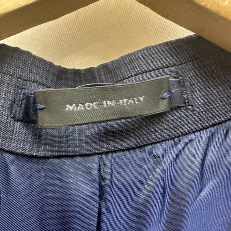 ジルサンダー JIL SANDER ジャケット、上着 ジャケット、ブレザー ウール チェック シングル テーラード ジャケット 52 52 紺 / ネイビー / navy メンズ USED 古着 中古 50135919