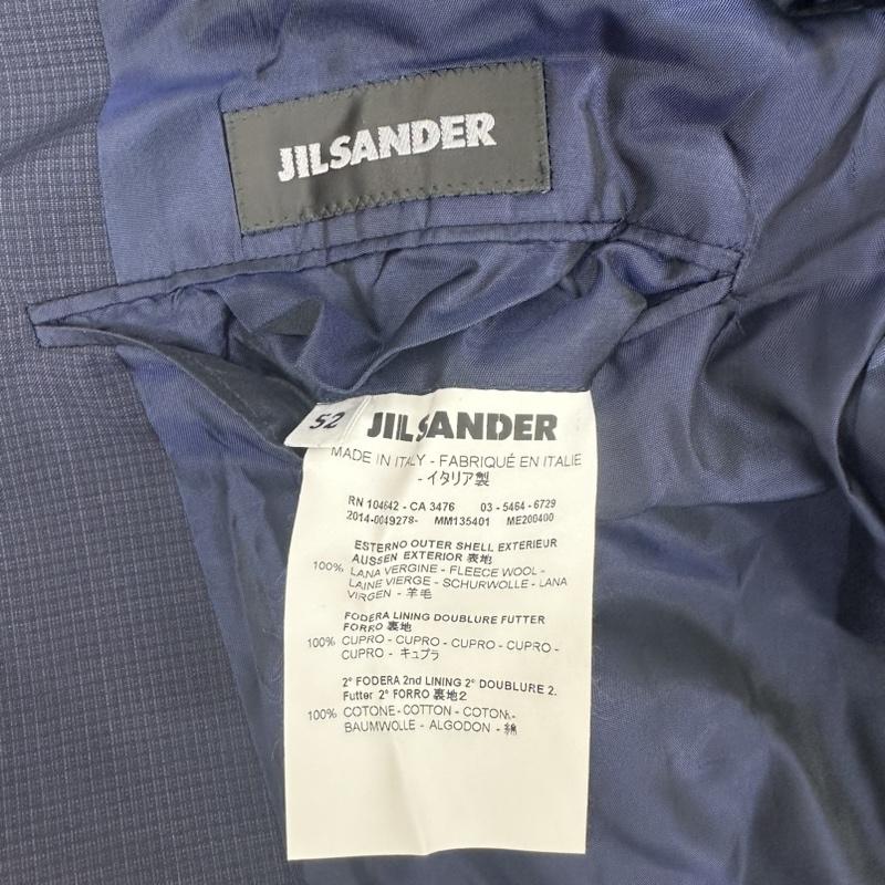 ジルサンダー JIL SANDER ジャケット、上着 ジャケット、ブレザー ウール チェック シングル テーラード ジャケット 52 52 紺 / ネイビー / navy メンズ USED 古着 中古 50135919