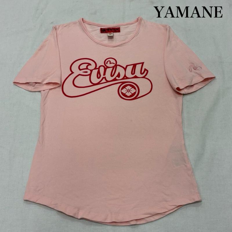ヤマネ YAMANE Tシャツ 半袖 YAMANE ヤマネ ストレッチ チビT カットソー 半袖 Tシャツ 32 - ロゴ、文字 X プリント 桃 / ピンク / pink X 赤 / レッド / red レディース USED 古着 中古 50135921